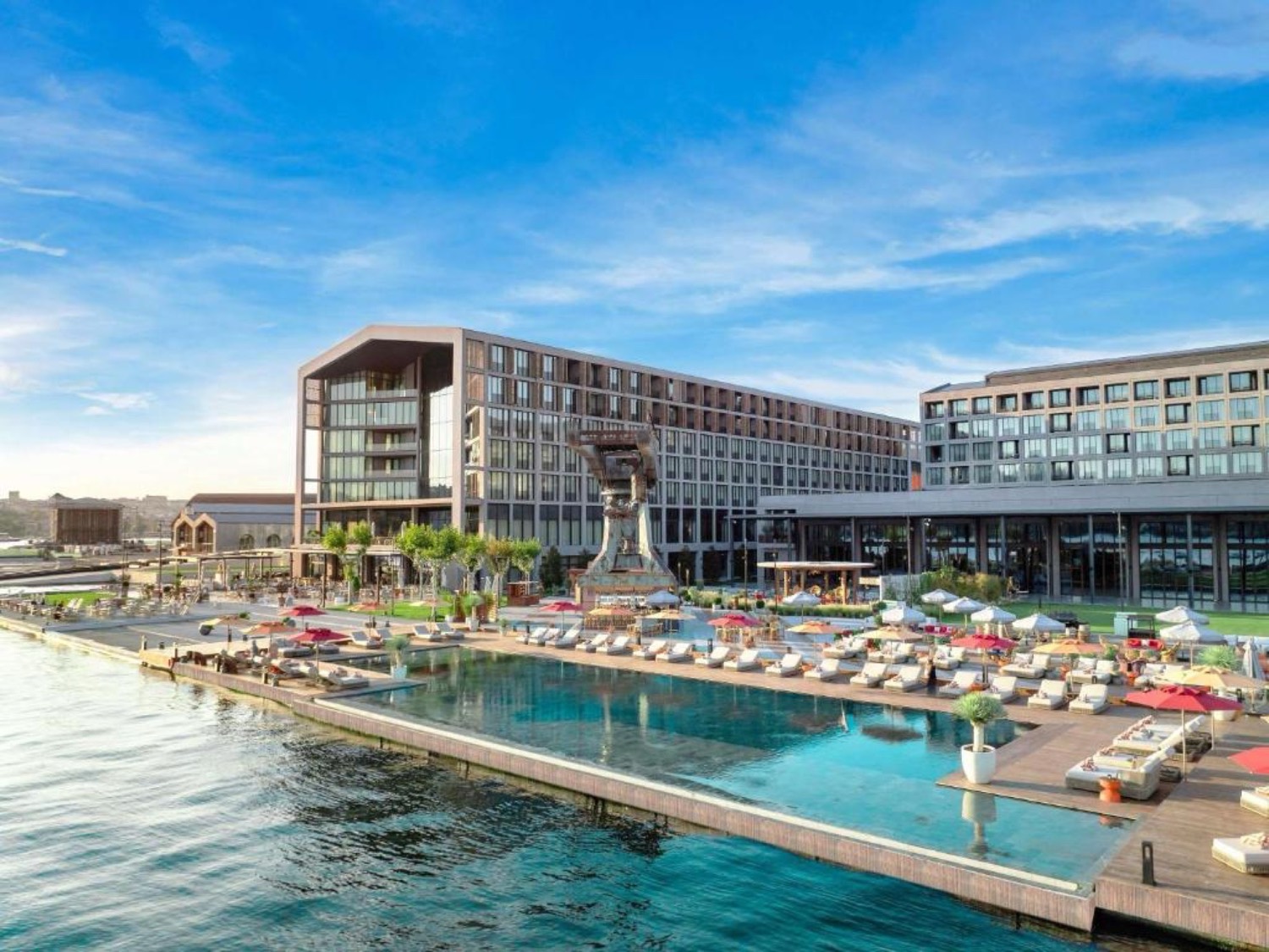 Rixos Tersane waterfront residences and pool deck on the Golden Horn