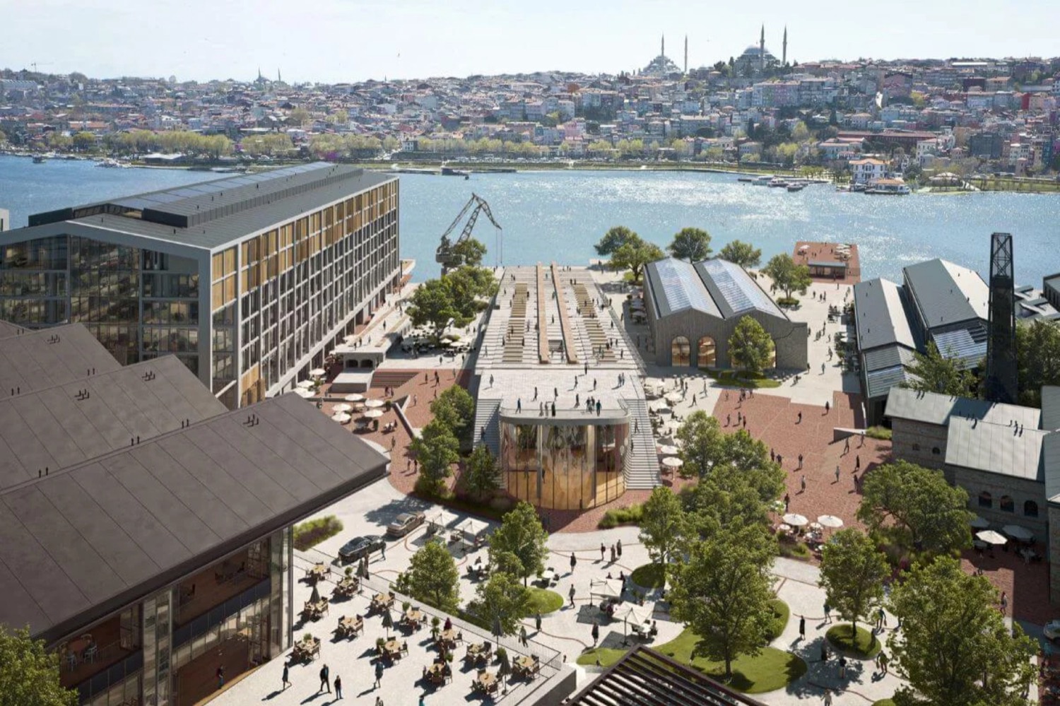 Tersane Istanbul on the Golden Horn, with the historic peninsula beyond